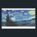 Vincent Van Gogh Starry Night Vintage Fine Art Rectangular Sticker<br><div class="desc">Vincent Van Gogh Starry Night Vintage Fine Art Rectangle Sticker</div>