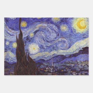 Vincent Van Gogh Starry Night Vintage Fine Art Wrapping Paper Sheet