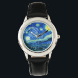 vincent van gogh starry night watch<br><div class="desc">Van Gogh's famous painting,  "The Starry Night." Painted during his stay at the Saint Remy asylum in the 1880's,  van Gogh depicted the rolling hills and cypress trees he saw from his window.  Digitally enhanced by PixDezines.  Copyright © 2008-2016 PixDezines.com™ and PixDezines™ on zazzle.com. All rights reserved.</div>