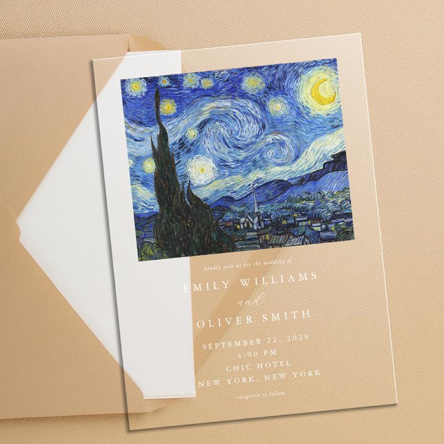 Vincent Van Gogh Starry Night Wedding Acrylic Invitations (Creator Uploaded)