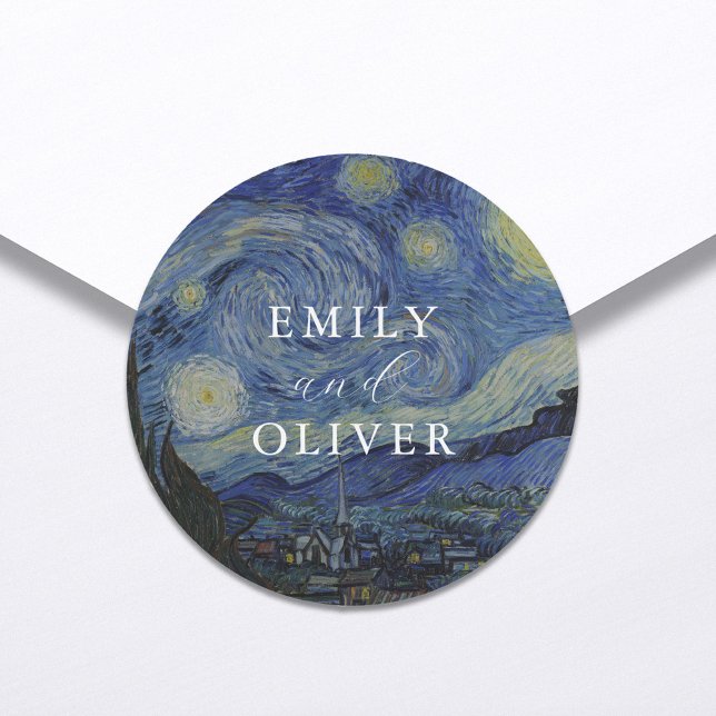 Vincent Van Gogh Starry Night Wedding Classic Round Sticker (Creator Uploaded)