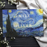 Vincent Van Gogh Starry Night Wedding Guest Book<br><div class="desc">Wedding guest book featuring monogram names and date in gold foil with Vincent Van Gogh Starry Night painting background.</div>