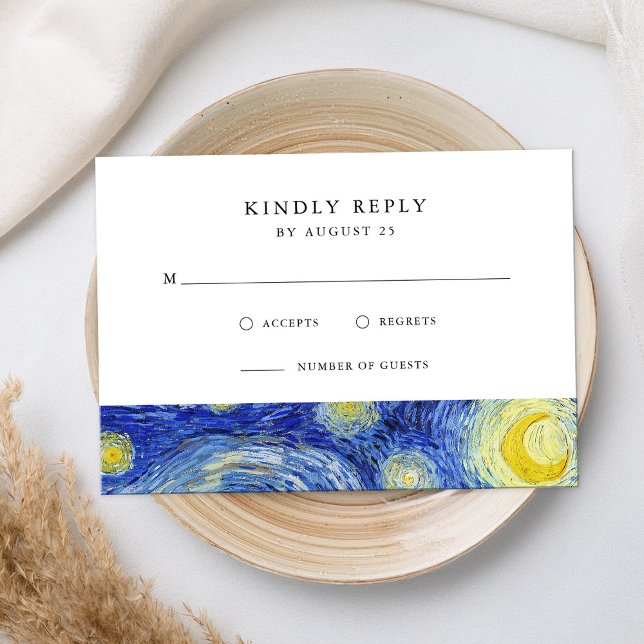 Vincent Van Gogh Starry Night Wedding RSVP Card (Creator Uploaded)