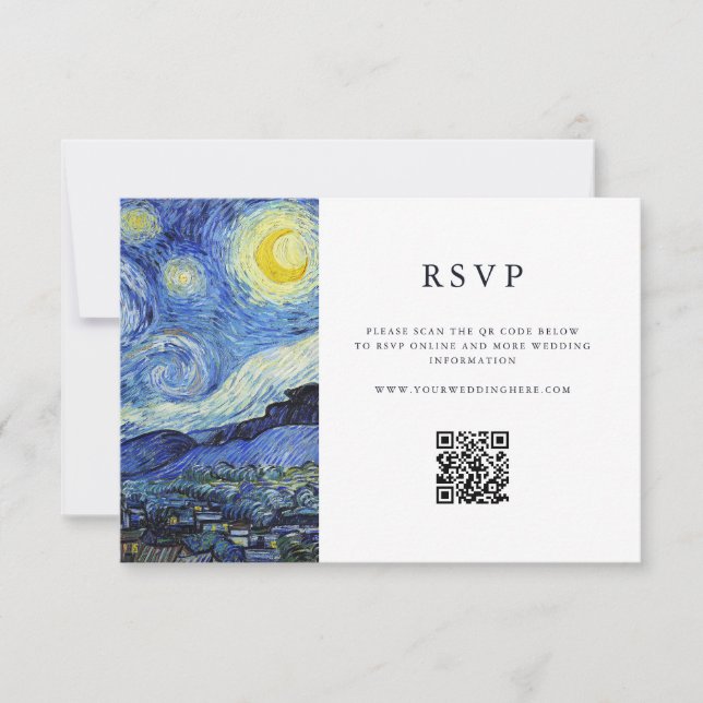 Vincent Van Gogh Starry Night Wedding RSVP Card (Front)