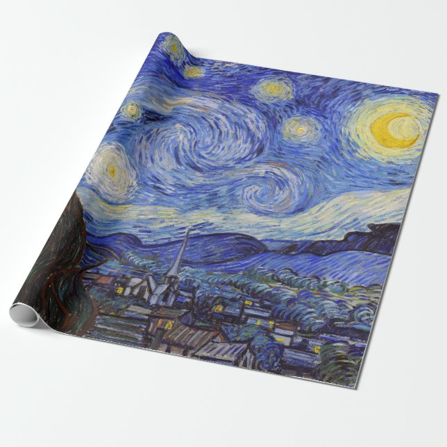 Vincent van Gogh, "Starry night" Wrapping Paper (Unrolled)