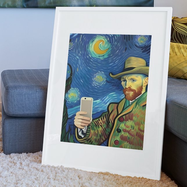 Vincent Van Gogh Starry Selfie Night By Ricaso Poster (Creator Uploaded)