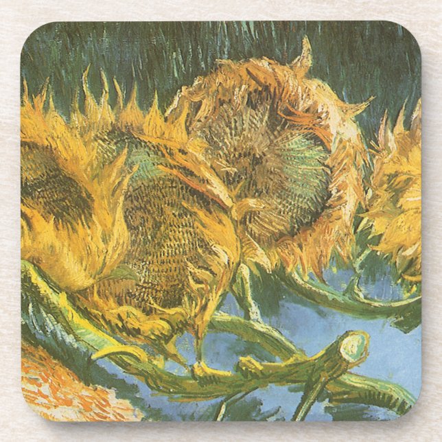 Vincent van Gogh - Still Life: Four Cut Sunflowers Coaster (Front)