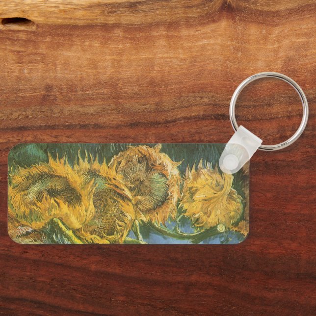Vincent van Gogh - Still Life: Four Cut Sunflowers Key Ring (Front)