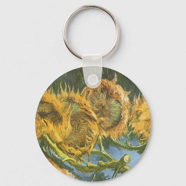 Vincent van Gogh - Still Life: Four Cut Sunflowers Key Ring (Front)