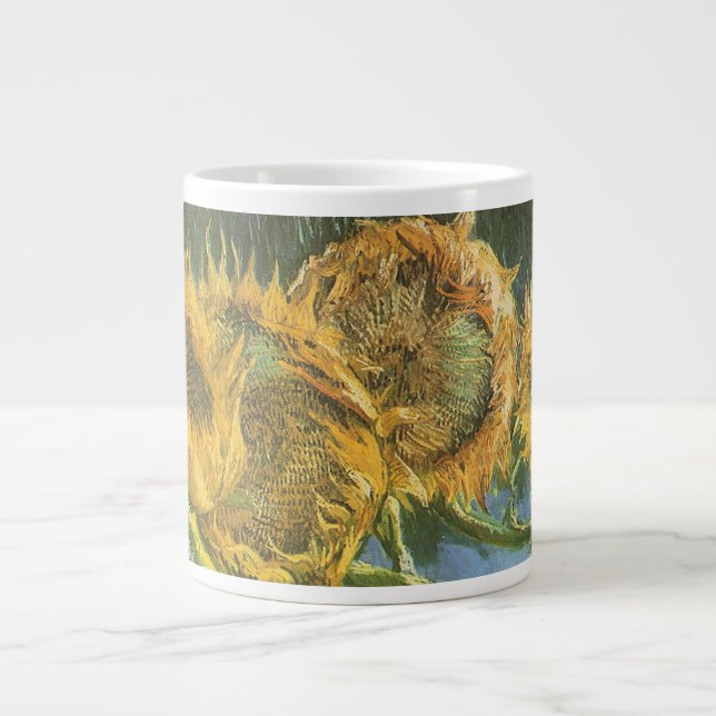 Vincent van Gogh - Still Life: Four Cut Sunflowers Large Coffee Mug (Front)