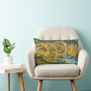 Vincent van Gogh - Still Life: Four Cut Sunflowers Lumbar Cushion