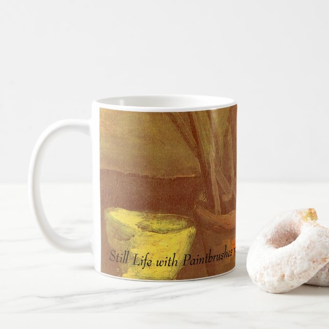 Vincent van Gogh - Still Life Paintbrushes in Pot Coffee Mug (With Donut)