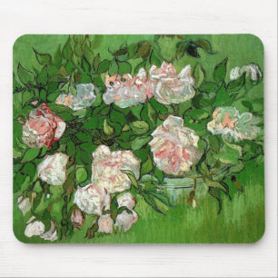 Vincent Van Gogh - Still Life Pink Roses Fine Art Mouse Pad