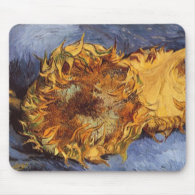 Vincent van Gogh - Still Life: Two Cut Sunflowers Mouse Pad (Front)