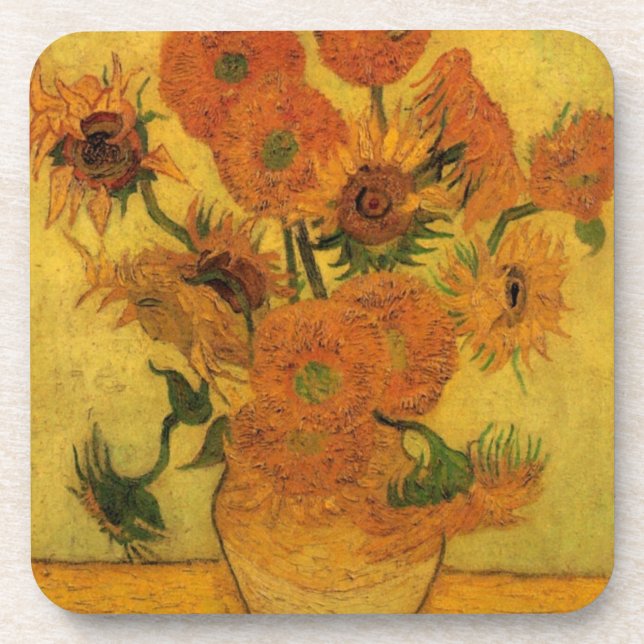 Vincent van Gogh Still Life Vase w 15 Sunflowers Coaster (Front)