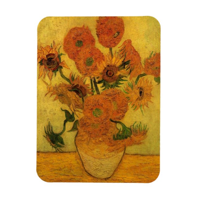 Vincent van Gogh Still Life Vase w 15 Sunflowers Magnet (Vertical)
