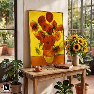 Vincent van Gogh Still Life Vase w 15 Sunflowers Poster