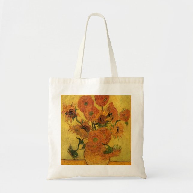 Vincent van Gogh Still Life Vase w 15 Sunflowers Tote Bag (Front)