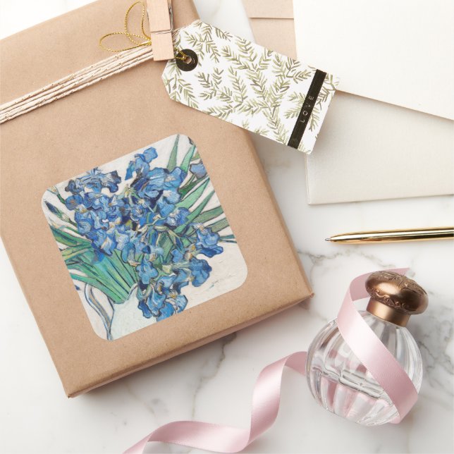 Vincent van Gogh - Still Life: Vase with Irises Square Sticker (Gifting)