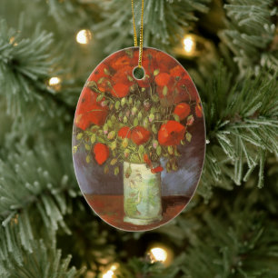 Vincent van Gogh Still Life Vase with Red Poppies Ceramic Tree Decoration
