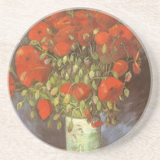 Vincent van Gogh Still Life Vase with Red Poppies Coaster (Front)
