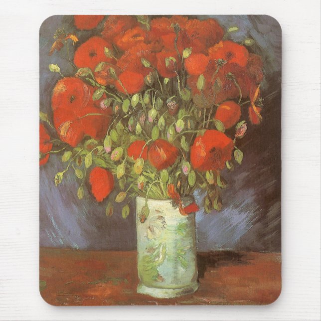 Vincent van Gogh Still Life Vase with Red Poppies Mouse Pad (Front)