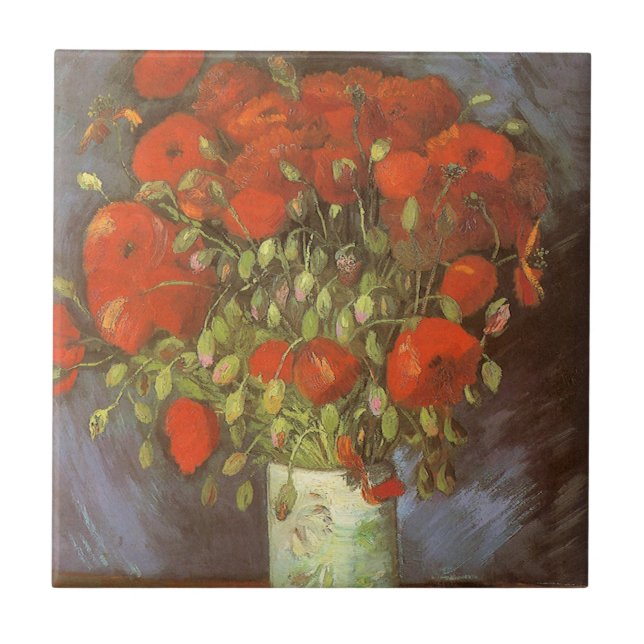 Vincent van Gogh Still Life Vase with Red Poppies Tile (Front)