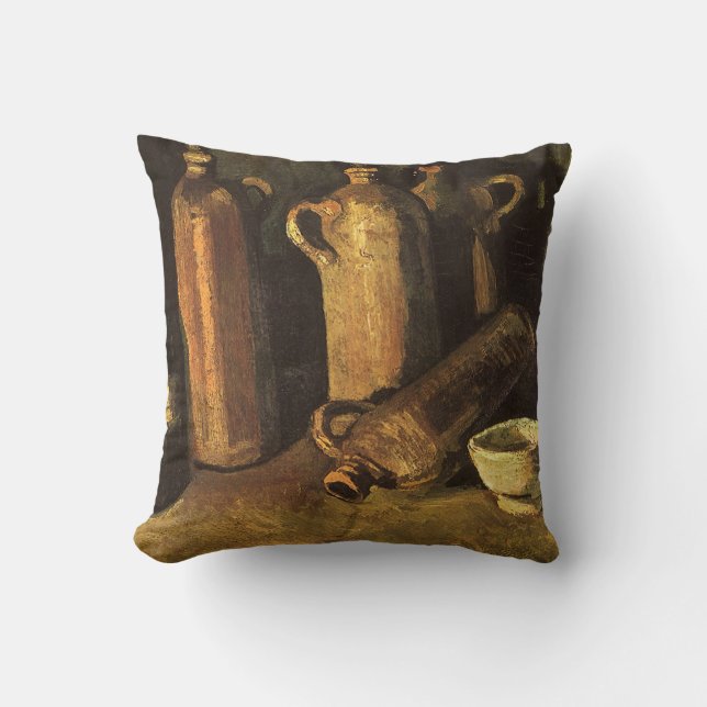 Vincent van Gogh - Still Life with 4 Stone Bottles Cushion (Front)