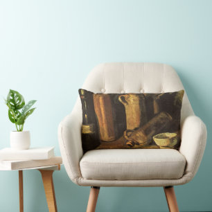 Vincent van Gogh - Still Life with 4 Stone Bottles Lumbar Cushion