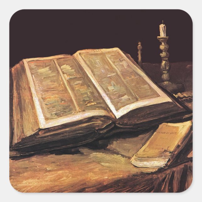 Vincent Van Gogh - Still Life With Bible Square Sticker (Front)