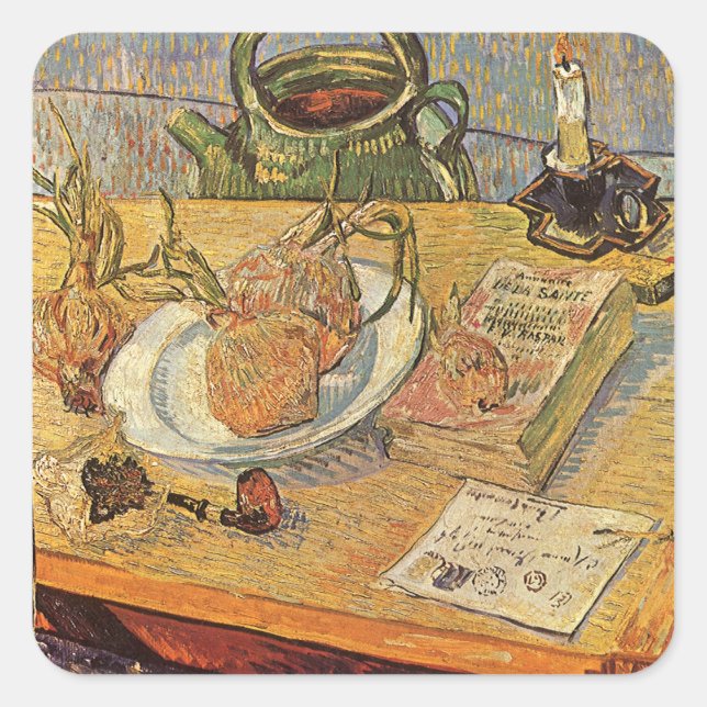 Vincent van Gogh - Still Life with Drawing Board Square Sticker (Front)