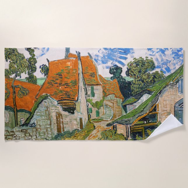 Vincent van Gogh - Street in Auvers-sur-Oise Beach Towel (Front)