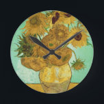 Vincent van Gogh | Sunflowers, 1888 Round Clock<br><div class="desc">Image Collection Number:  BAL20294  Sunflowers,  1888 (oil on canvas). Gogh,  Vincent van (1853-90) oil on canvas. Neue Pinakothek,  Munich,  Germany .  1888</div>