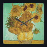 Vincent van Gogh | Sunflowers, 1888 Square Wall Clock<br><div class="desc">Sunflowers,  1888 | by Vincent van Gogh | Art Location: Neue Pinakothek,  Munich,  Germany | Dutch Artist | Image Collection Number: BAL20294</div>