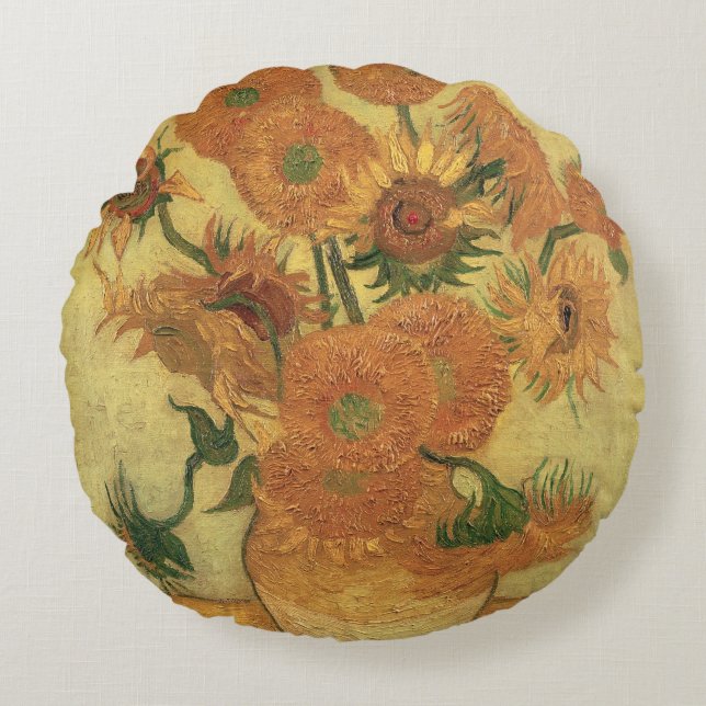 Vincent van Gogh | Sunflowers, 1889 Round Cushion (Front)