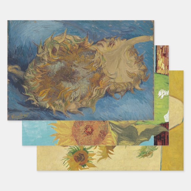 Vincent Van Gogh -  Sunflowers Selection Wrapping Paper Sheet (Set)