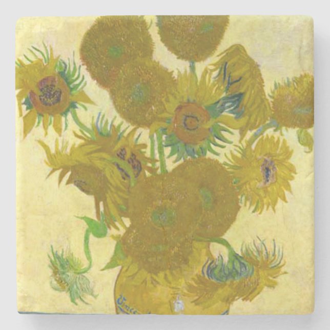 Vincent Van Gogh Sunflowers Stone Coaster (Front)