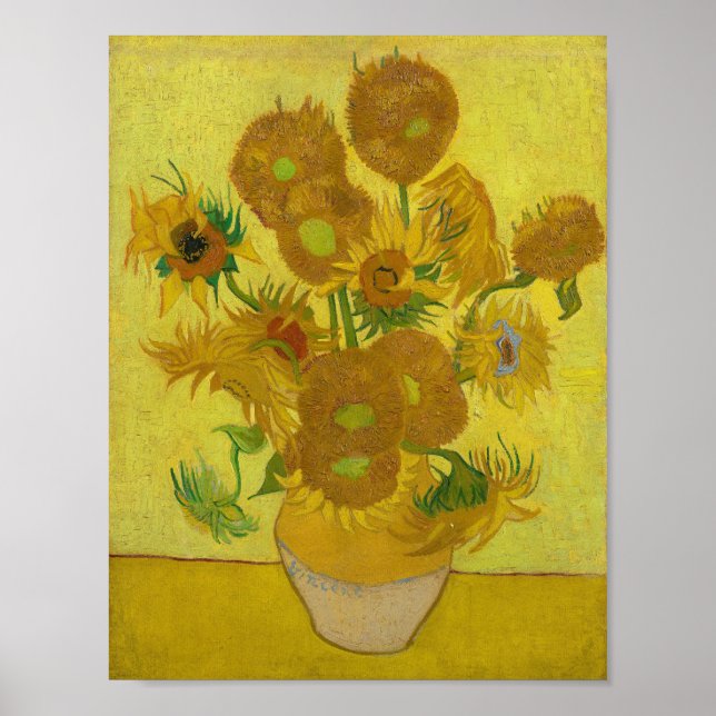 Vincent Van Gogh Sunflowers Yellow Background Poster (Front)