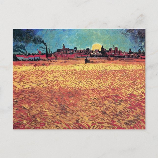 Vincent Van Gogh - Sunset On Wheat Fields Fine Art Postcard (Front)