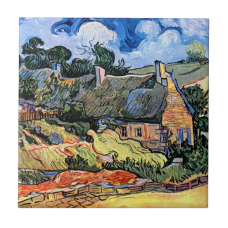 Vincent Van Gogh - Thatched Cottages At Cordeville Ceramic Tile