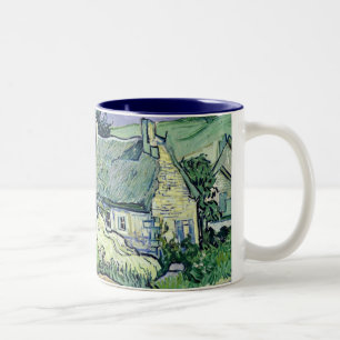 Vincent van Gogh Thatched cottages at Cordeville Two-Tone Coffee Mug