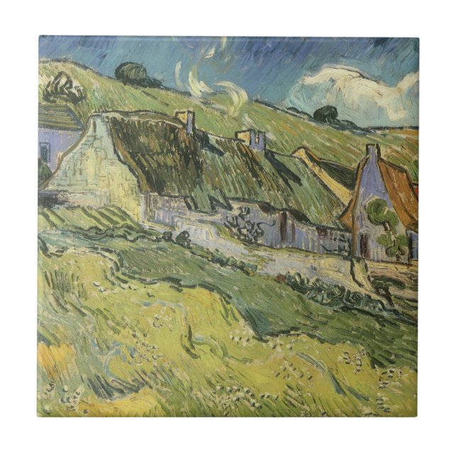 Vincent van Gogh - Thatched Cottages Ceramic Tile (Front)