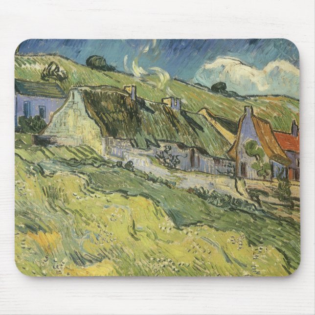 Vincent van Gogh - Thatched Cottages Mouse Pad (Front)
