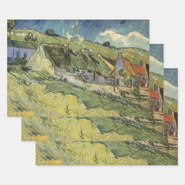 Vincent van Gogh - Thatched Cottages Wrapping Paper Sheet (Set)