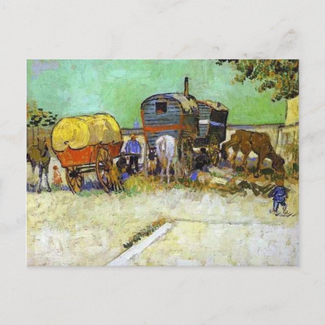 vincent van gogh- the caravans - gypsy camp near a postcard (Front)