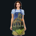 Vincent van Gogh - The Church at Auvers Apron<br><div class="desc">The Church at Auvers (1890) by Vincent van Gogh is a vintage Post Impressionism fine art architectural religious painting. A woman walking along a path towards the village chapel with beautiful stained glass windows. A daily life architecture scene. About the artist: Vincent Willem van Gogh (1853-1890) was a Post Impressionist...</div>