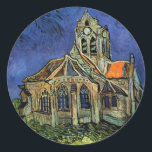 Vincent van Gogh - The Church at Auvers Classic Round Sticker<br><div class="desc">The Church at Auvers (1890) by Vincent van Gogh is a vintage Post Impressionism fine art architectural religious painting. A woman walking along a path towards the village chapel with beautiful stained glass windows. A daily life architecture scene. About the artist: Vincent Willem van Gogh (1853-1890) was a Post Impressionist...</div>