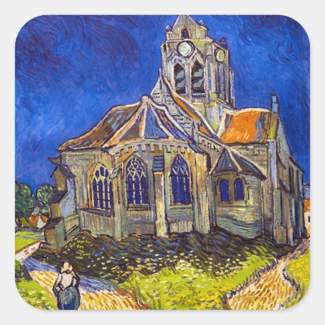Vincent van Gogh - The Church at Auvers Square Sticker (Front)