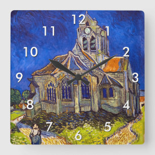Vincent van Gogh - The Church at Auvers Square Wall Clock