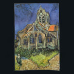 Vincent van Gogh - The Church at Auvers Tea Towel<br><div class="desc">The Church at Auvers (1890) by Vincent van Gogh is a vintage Post Impressionism fine art architectural religious painting. A woman walking along a path towards the village chapel with beautiful stained glass windows. A daily life architecture scene. About the artist: Vincent Willem van Gogh (1853-1890) was a Post Impressionist...</div>